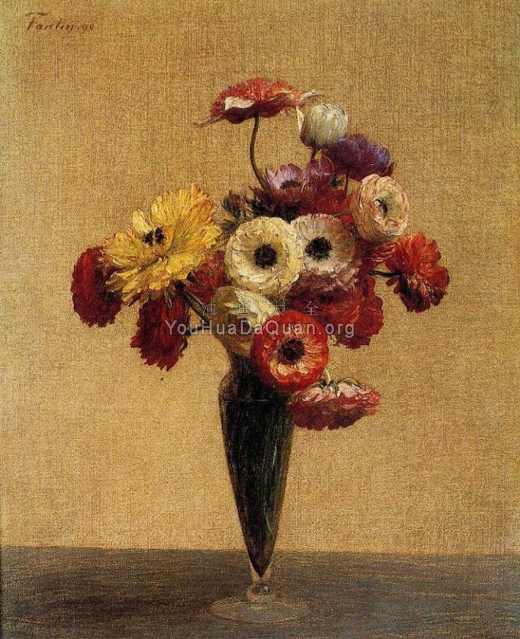 Anemones and Buttercups - 亨利·方丹·拉图尔